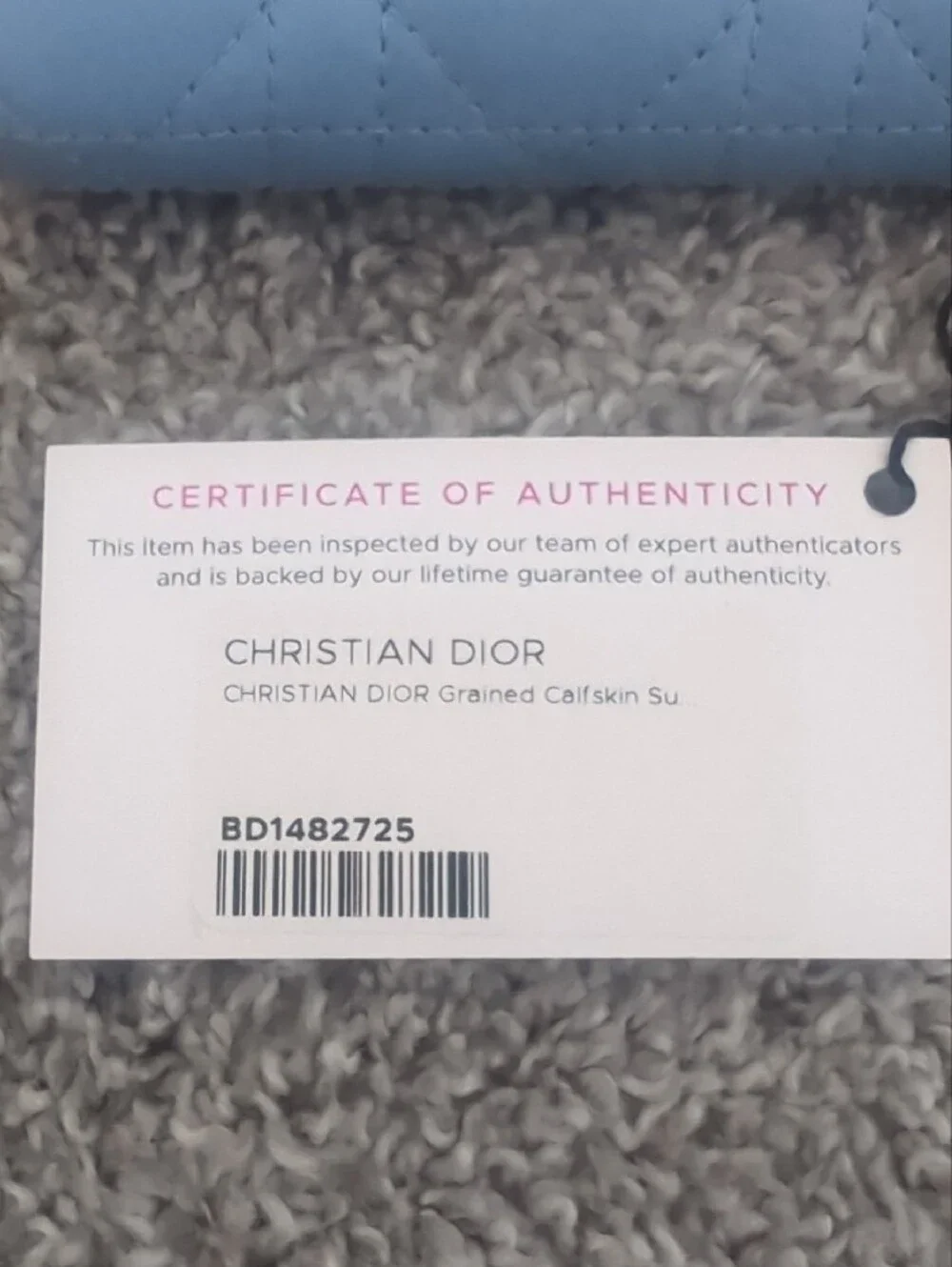 Dior Light Blue Quilted Zip Wallet with Gold Hardware